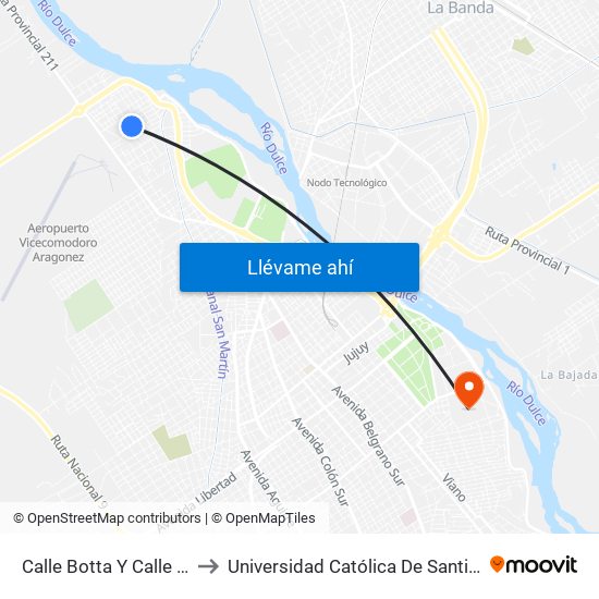 Calle Botta Y Calle Marambio to Universidad Católica De Santiago Del Estero map