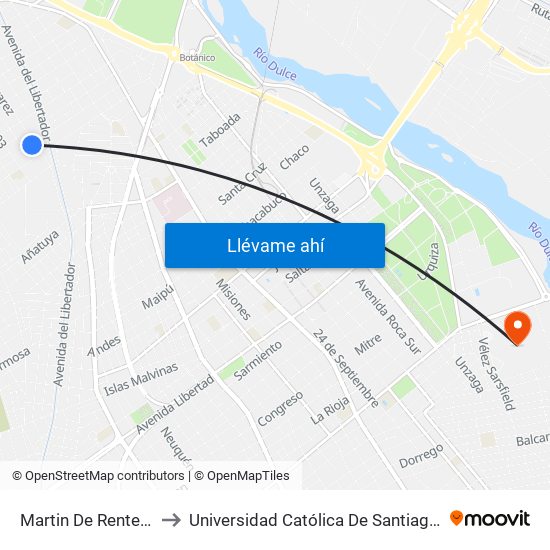 Martin De Renteria, 710 to Universidad Católica De Santiago Del Estero map