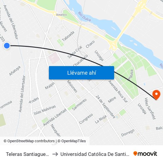 Teleras Santiagueñas, 1210 to Universidad Católica De Santiago Del Estero map