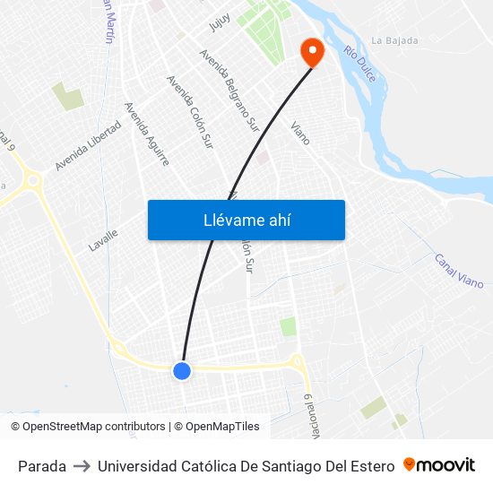 Parada to Universidad Católica De Santiago Del Estero map