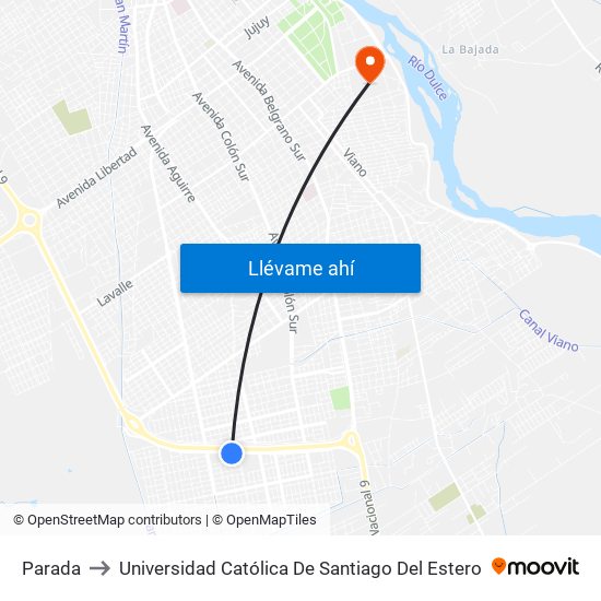 Parada to Universidad Católica De Santiago Del Estero map