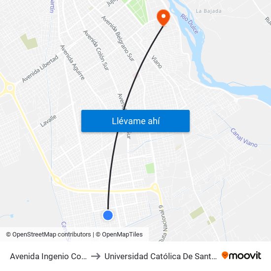 Avenida Ingenio Contreras, 26 to Universidad Católica De Santiago Del Estero map