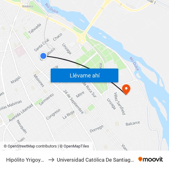 Hipólito Yrigoyen, 604 to Universidad Católica De Santiago Del Estero map