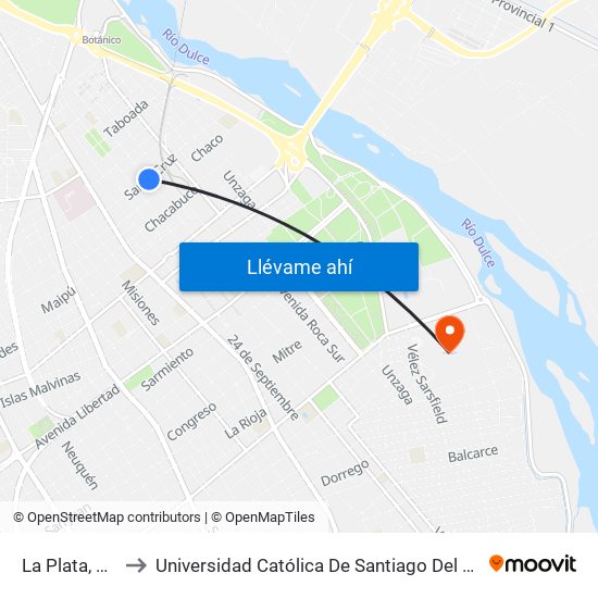 La Plata, 785 to Universidad Católica De Santiago Del Estero map