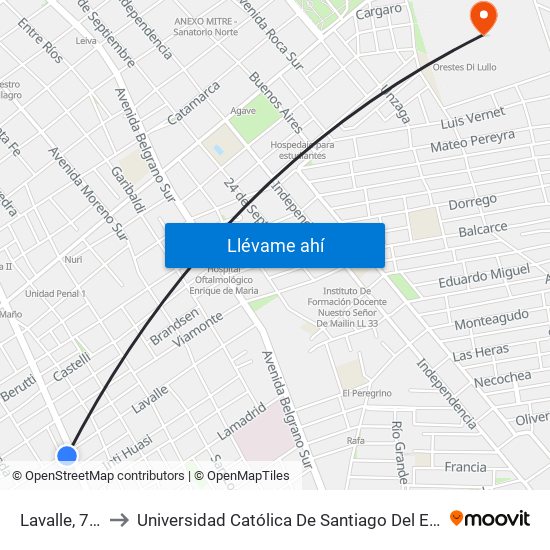 Lavalle, 751 to Universidad Católica De Santiago Del Estero map