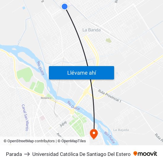 Parada to Universidad Católica De Santiago Del Estero map