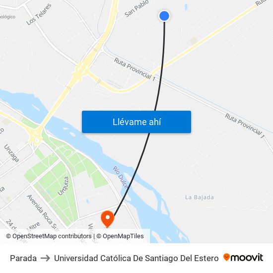 Parada to Universidad Católica De Santiago Del Estero map