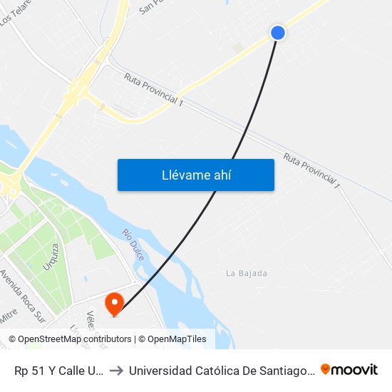 Rp 51 Y Calle Urquiza to Universidad Católica De Santiago Del Estero map