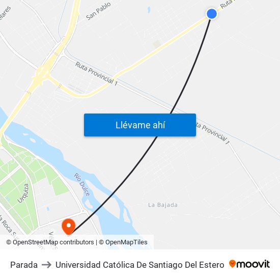 Parada to Universidad Católica De Santiago Del Estero map