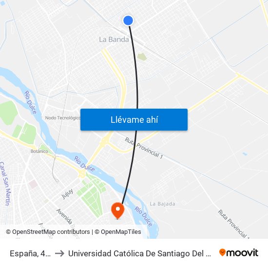 España, 400 to Universidad Católica De Santiago Del Estero map