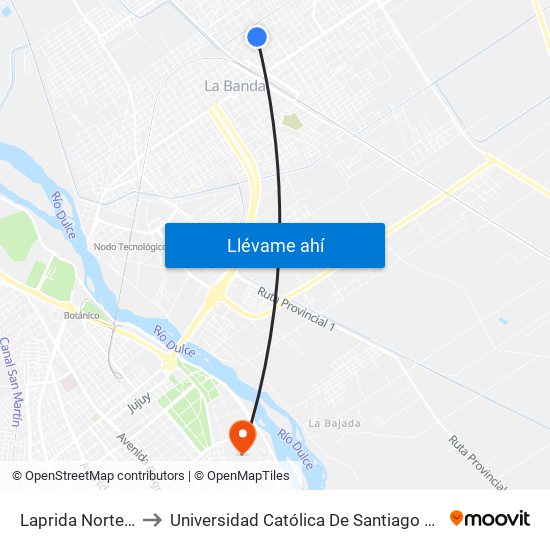 Laprida Norte, 482 to Universidad Católica De Santiago Del Estero map