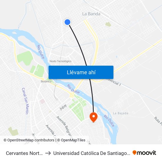 Cervantes Norte, 379 to Universidad Católica De Santiago Del Estero map