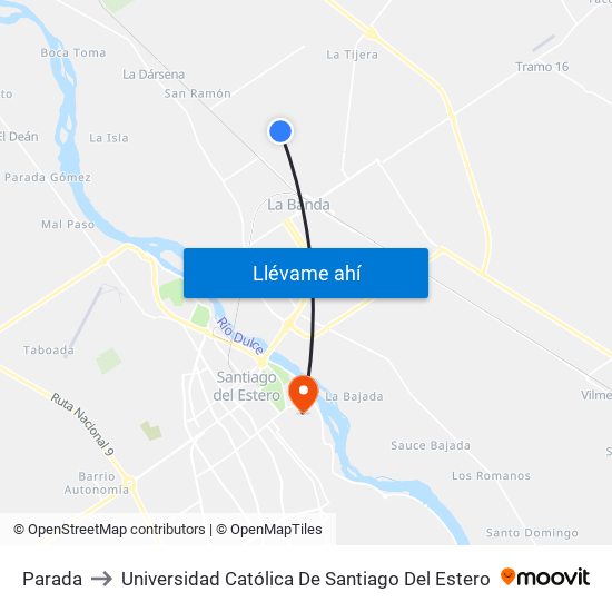 Parada to Universidad Católica De Santiago Del Estero map