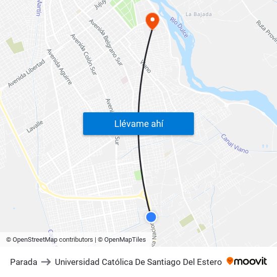 Parada to Universidad Católica De Santiago Del Estero map