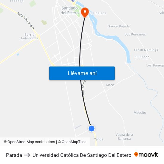 Parada to Universidad Católica De Santiago Del Estero map