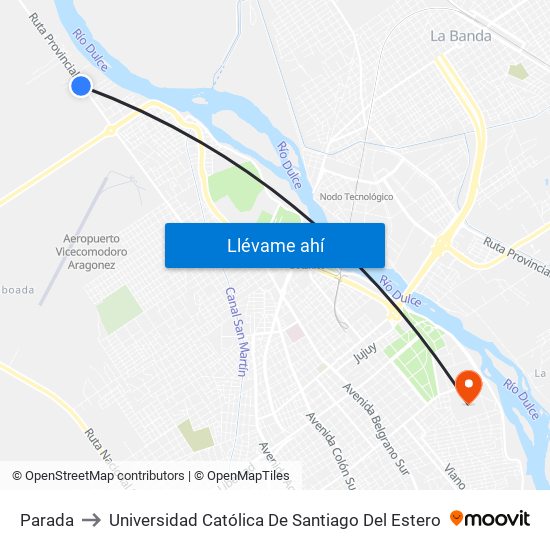 Parada to Universidad Católica De Santiago Del Estero map