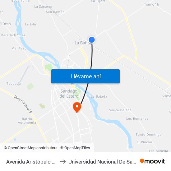 Avenida Aristóbulo Del Valle, 491 to Universidad Nacional De Santiago Del Estero map