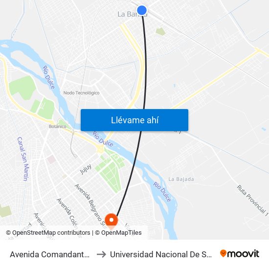 Avenida Comandante Besares, 371 to Universidad Nacional De Santiago Del Estero map