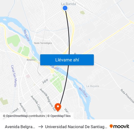 Avenida Belgrano, 602 to Universidad Nacional De Santiago Del Estero map