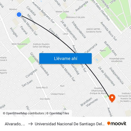 Alvarado, 320 to Universidad Nacional De Santiago Del Estero map