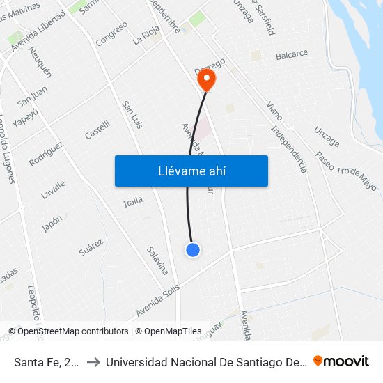 Santa Fe, 2464 to Universidad Nacional De Santiago Del Estero map