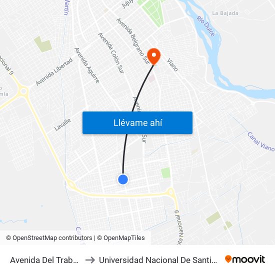 Avenida Del Trabajo, 5039 to Universidad Nacional De Santiago Del Estero map