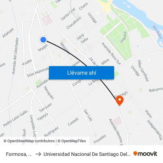 Formosa, 417 to Universidad Nacional De Santiago Del Estero map