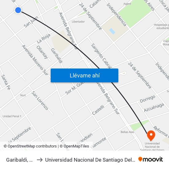 Garibaldi, 399 to Universidad Nacional De Santiago Del Estero map