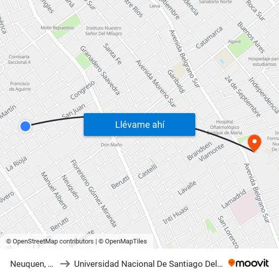 Neuquen, 495 to Universidad Nacional De Santiago Del Estero map