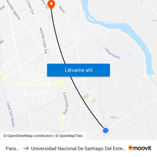 Parada to Universidad Nacional De Santiago Del Estero map