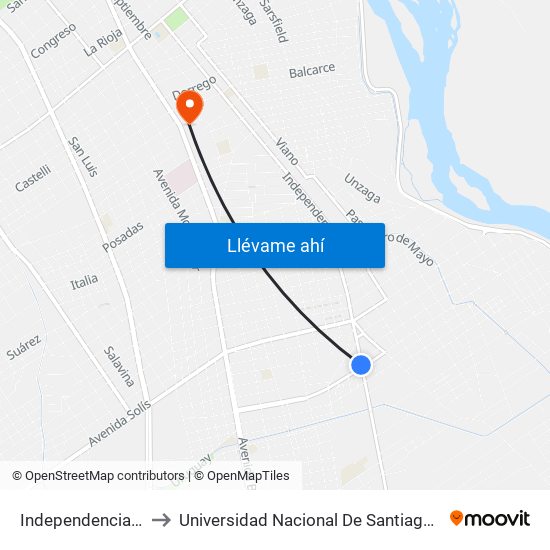 Independencia, 3187 to Universidad Nacional De Santiago Del Estero map