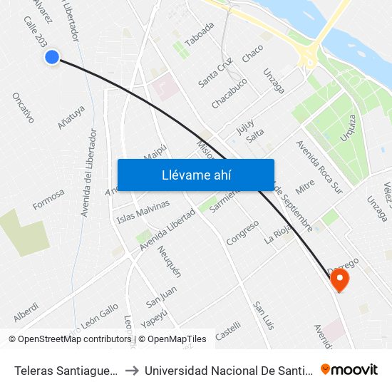 Teleras Santiagueñas, 1210 to Universidad Nacional De Santiago Del Estero map