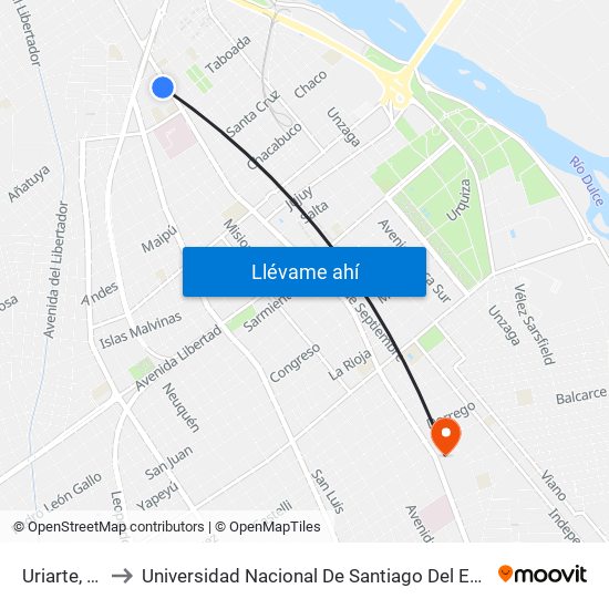 Uriarte, 14 to Universidad Nacional De Santiago Del Estero map