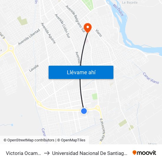 Victoria Ocampo, 39 to Universidad Nacional De Santiago Del Estero map