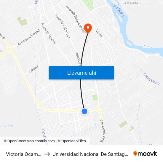 Victoria Ocampo, 39 to Universidad Nacional De Santiago Del Estero map