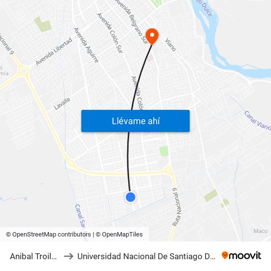 Anibal Troilo, 35 to Universidad Nacional De Santiago Del Estero map