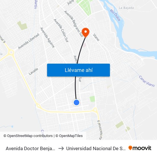 Avenida Doctor Benjamín Zavalía, 786 to Universidad Nacional De Santiago Del Estero map