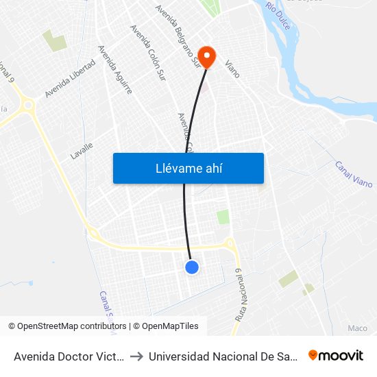 Avenida Doctor Victor Yunes, 58 to Universidad Nacional De Santiago Del Estero map