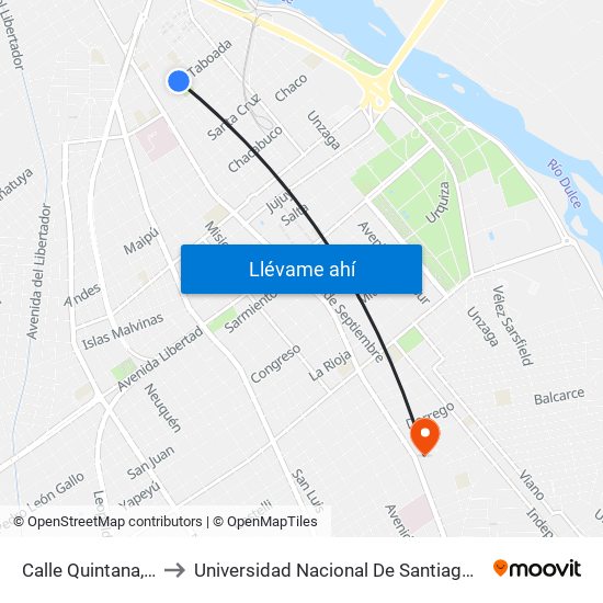 Calle Quintana, 1240 to Universidad Nacional De Santiago Del Estero map