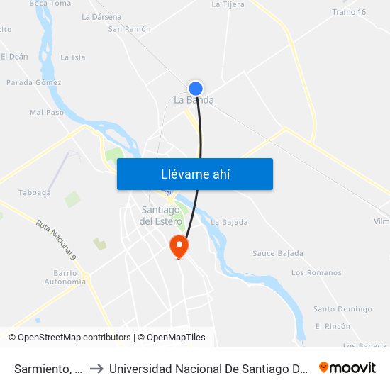 Sarmiento, 521 to Universidad Nacional De Santiago Del Estero map