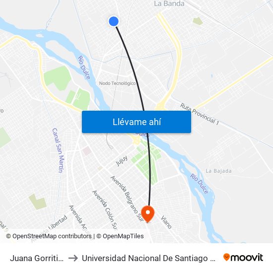 Juana Gorriti, 579 to Universidad Nacional De Santiago Del Estero map