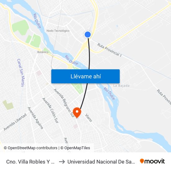 Cno. Villa Robles Y Calle Castillo to Universidad Nacional De Santiago Del Estero map