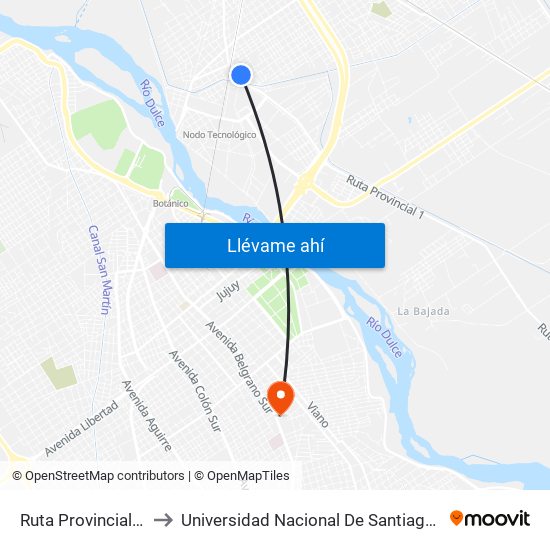 Ruta Provincial 1, 485 to Universidad Nacional De Santiago Del Estero map