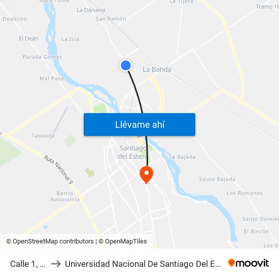 Calle 1, 18 to Universidad Nacional De Santiago Del Estero map