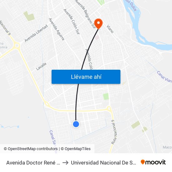 Avenida Doctor René Favaloro 5759 to Universidad Nacional De Santiago Del Estero map