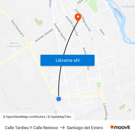 Calle Tardieu Y Calle Reinoso to Santiago del Estero map