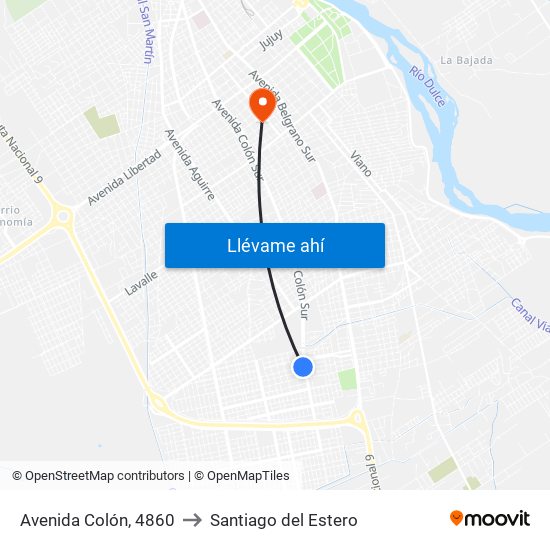 Avenida Colón, 4860 to Santiago del Estero map