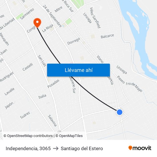 Independencia, 3065 to Santiago del Estero map