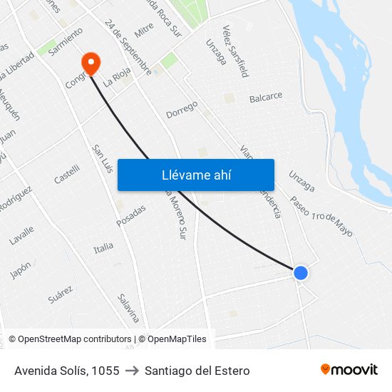 Avenida Solís, 1055 to Santiago del Estero map
