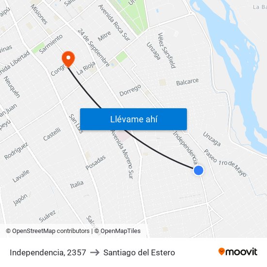 Independencia, 2357 to Santiago del Estero map